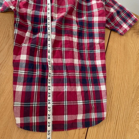 The Disney Store Vintage Mickey Mouse Red Plaid Button Down Short Sleeve Shirt M - Picture 9 of 9